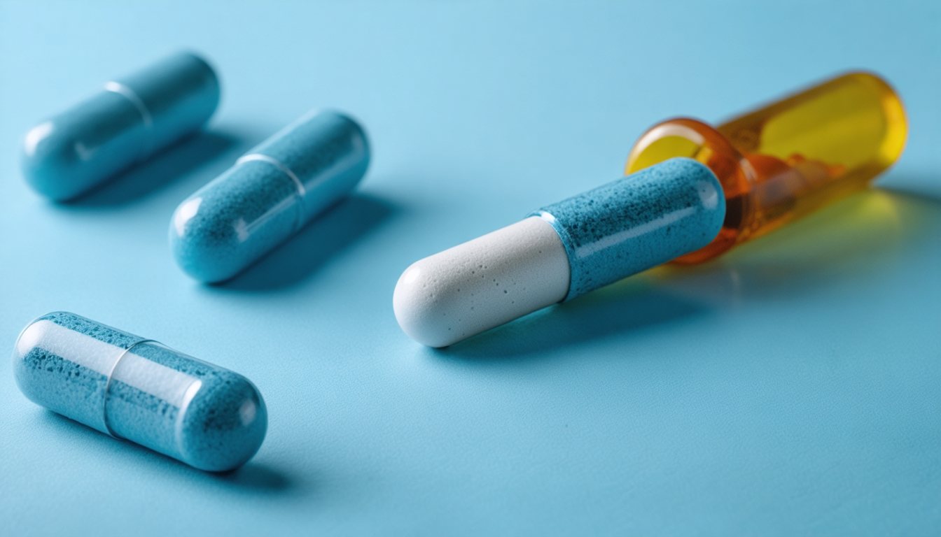 Various performance enhancement drugs including anabolic steroids, pills, and syringes on a medical background